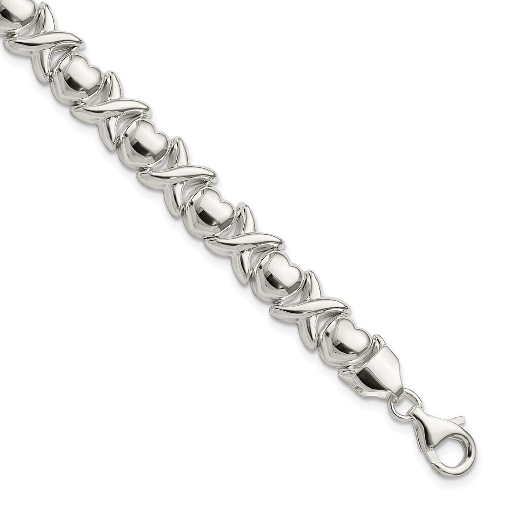 Kazi Luxury Sterling Silver Polished X and O Bracelet